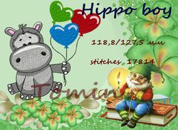 Hippo boy  Embroidery Design