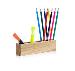 Wooden desktop organizer for men women Personalized pen pencil stand Desk tidy Eco friendly office desk accessories