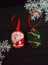 Christmas Balls Set 2 balls , Santa figurine , Santa Claus with christmas tree