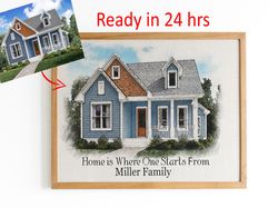Custom Watercolor House Portrait, Realtor Closing Gift, Printable Digital File Ready in 24 hours, custom home portait