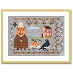 Autumn Season Cross Stitch Pattern Modern Folk Embroidery 2