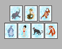 The Jungle Book Mowgli Set Disney Art Print Digital Files nursery room watercolor