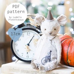 mouse sewing pattern with clothes, teddy mouse pattern 17 cm