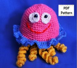Crochet jellyfish pattern, Jellyfish amigurumi pattern, Sea animal crochet pattern amigurumi, Easy crochet toy pattern