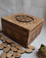 jewelry box with helm of awe. wooden jewelry storage box with puzzle lock. hidden lock box.
