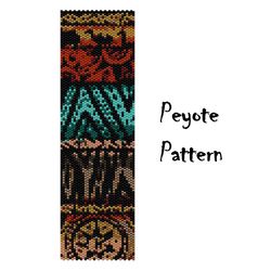 Ethnic Peyote Pattern Beading Bracelet, African Ornament Seed Bead Bracelet Pattern, Beaded Pattern Graph Digital PDF