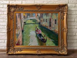 Venice Italy Landscape Original Oil Painting Home Office Wall Decor