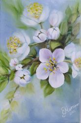 Aplle Blossoms Painting Original Painting Spring landscape Art Floral Oil painting 8 by 12