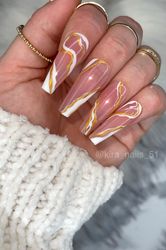 Fake Glue on nails Wave sets by Kira B | Press on nails | Custom nails