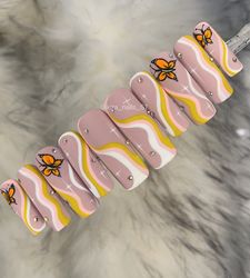 Fake Nails Butterfly Wave by Kira b | Press on nails | Custom nails