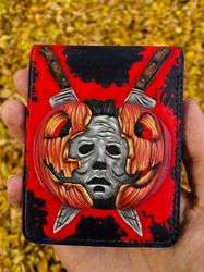 Wallet Michael Myers, leather craft horror
