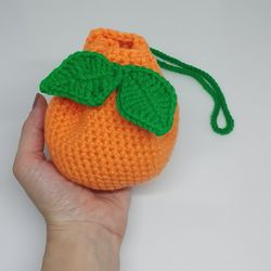 crochet fruit handbag for small items, mini bag with ties