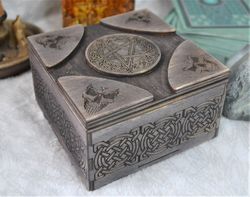 Witch Wooden Secret Box For undefined Amulets And Artifacts. Skull Box. Witch Secret Storage.