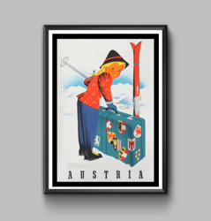 Austria vintage travel poster, digital download