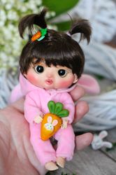 sold!!! handmade doll ob11 doll. sculpted head obitsu 11 small doll synthetic wig