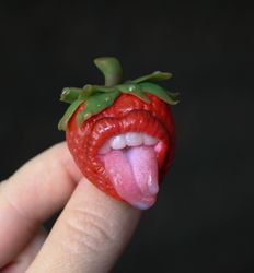 Strawberry Brooch, Witchy jewelry, Berry jewelry, Gift for girl