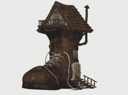 PDF Counted Vintage Cross Stitch Pattern | The Shoe House | 4 Sizes