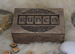 Viking wooden secret box for Runes. Viking Secret Storage for runes. Hidden lock box.