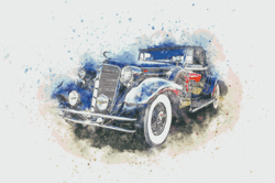 PDF Counted Vintage Cross Stitch Pattern | Retro Car | 6 Sizes