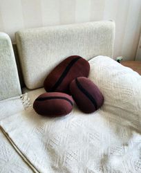 Coffee Bean Pillow - Giant Food Plush, handmade pillow, coffee lovers