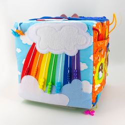 Busy felt cube - Sensory baby toy - Fine motor skills - Development toy - Montessori game - Gift baby shower