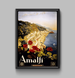 Amalti Italia vintage travel poster, digital download
