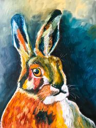 Hare Painting Animal Original Art Rabbit Artwork Bunny Wall Art