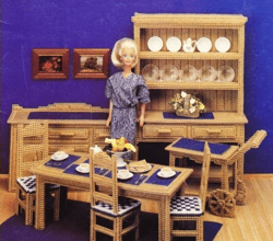 digital | vintage plastic canvas pattern fashion dolls dining room | plastic canvas 7-mesh | english pdf template