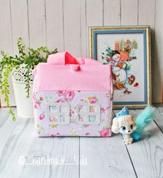 Pink fabric dollhouse kit - Toy for 3, 4, 5, 6 year old girl. Best gift for kids. Uniqe toy for little girl. Fairy toy