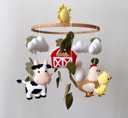 Handing baby mobile Farm animals mobile Nursery decor