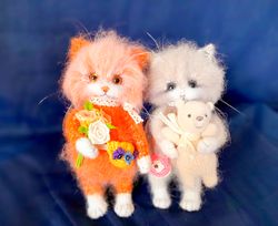 Cat dolls Knitted wool cat toy dolls Eco-Friendly home decor Set of two cute kittens Cat Lover gift