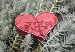 Ring box Two skulls heart. Wooden box for engagement or wedding ring