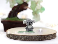Tiny koala micro crochet animal dollhouse miniatures tiny crochet animals cute small gift for mom miniature koala toy