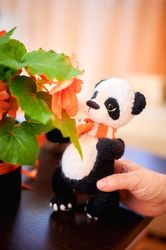 Crochet panda bear. Plush panda gifts for girl . Amigurumi handmade toy.