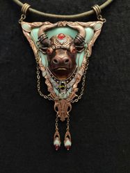 Minotaur Pendant, Minotaur Necklace,Mythology charm, necklace animal