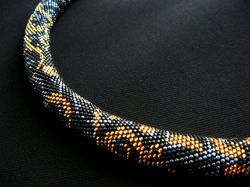 Bead Crochet Rope Necklace , Seed Bead Crochet Necklace, Accent Handmade Beaded