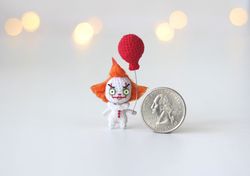 Penywise doll micro crochet figurine horror doll creepy cute miniature doll amigurumi
