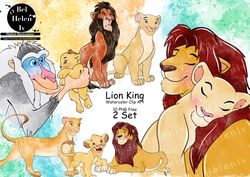 Lion King png, Lion  Watercolor clip art,  Lion PNG, the Lion PNG, Cute animals watercolor clip art