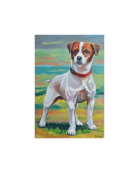 Jack Russell Terrier Dog Original Art On Cardboard