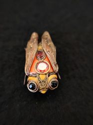 Brooch Cicada, Orange brooch, Brooch pin, Rare vintage cicada brooch