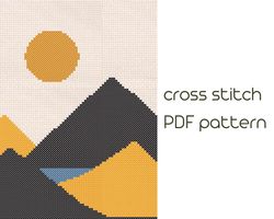 Easy cross stitch pattern, Cross stitch for beginner, Kids cross stitch, Sunrise Sunset cross stitch PDF Pattern /86/