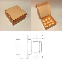 Box with compartments template, box with dividers, box with insert, box with inlay, SVG, PDF, Cricut, Silhouette, 8.5x11