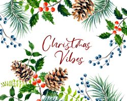 Watercolor Christmas Holiday clip art digital file, Winter Clipart PNG files