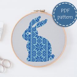 LP0144 Easter bunny cross stitch pattern for begginer - Eatser rabbit xstitch pattern in PDF format - Instant download