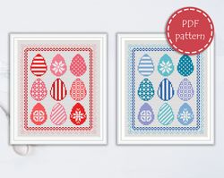 LP0157 Easter sampler cross stitch pattern for begginer - Eatser eggs xstitch pattern in PDF format - Instant download