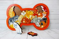 Wooden Puzzle - Dogs, Wood Montessori animals Stack Board game, Toddler Toys Age 3 4 5 6 year, Waldorf preschool toy