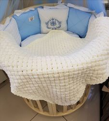 Soft cozy baby blanket for new baby - Chenille chunky crochet blanket baby new mom gift basket - Baby shower gift