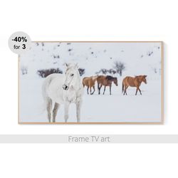 Frame TV art winter, Frame TV Art Horses, Samsung Frame TV Art Download 4K, Frame TV art farmhouse nature | 379