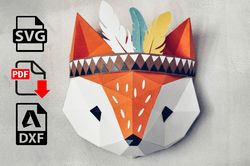 3d origami fox tribal animal papercra