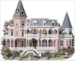 Digital | Vintage Cross Stitch Pattern Victorian Mansion Angel of the Sea | Victorian House | ENGLISH PDF TEMPLATE